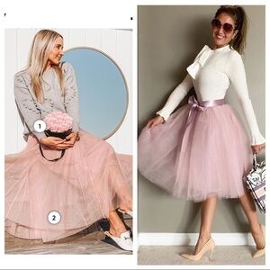 NWT! ChicWish SEQUINED DOUBLE-LAYERED MESH TULLE MIDI SKIRT IN PINK